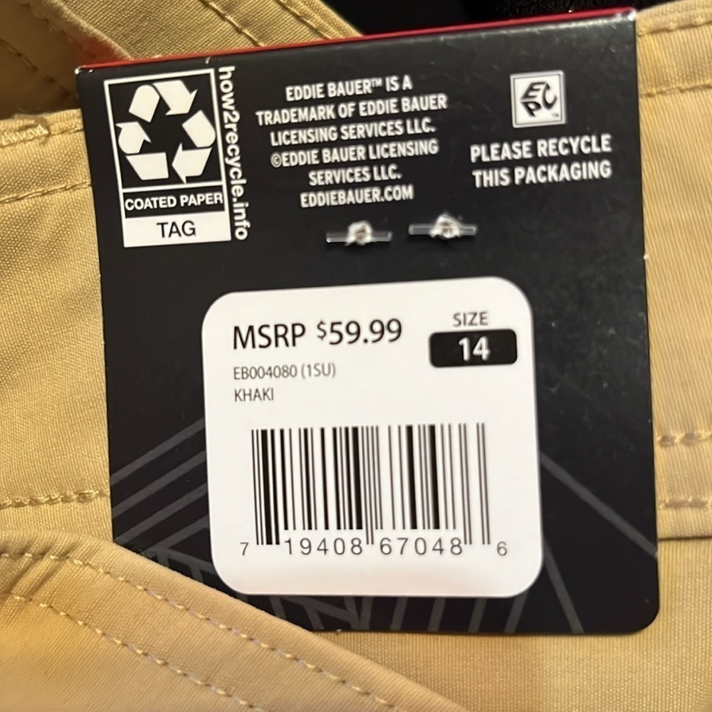 NWT Eddie Bauer Cargo Pocket Short  in Khaki - Picture 8 of 8